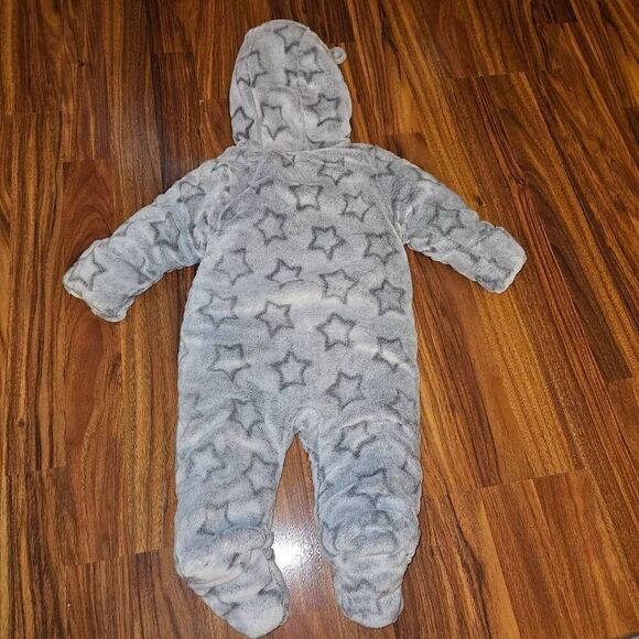 5 For $25 Wonder Nation Gray Star Zip-Up Thick Fleece Winter Suit Size 6-9M - Picture 4 of 5